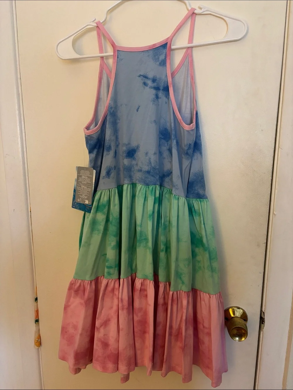 Disney Girls' aThe Little Mermaid Tiered Tie-Dye Dress in Blue, Green, Pink